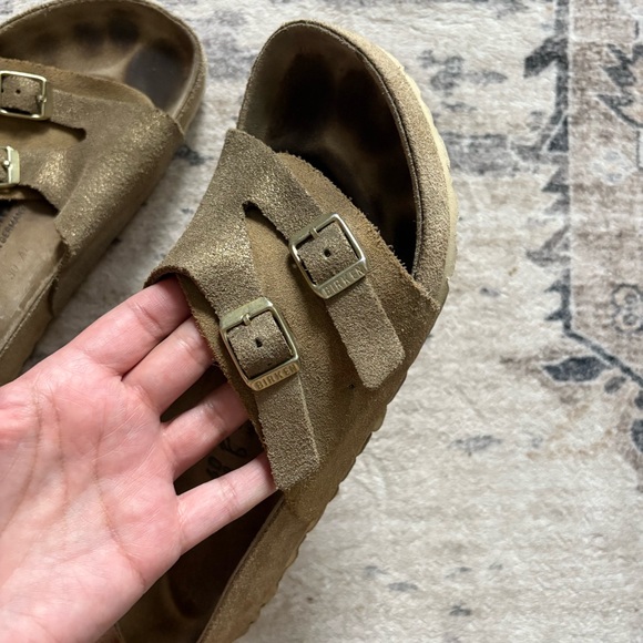 Birkenstock Vaduz Suede Sandals in Gold Size 40 Metallic Gold - Picture 2 of 8